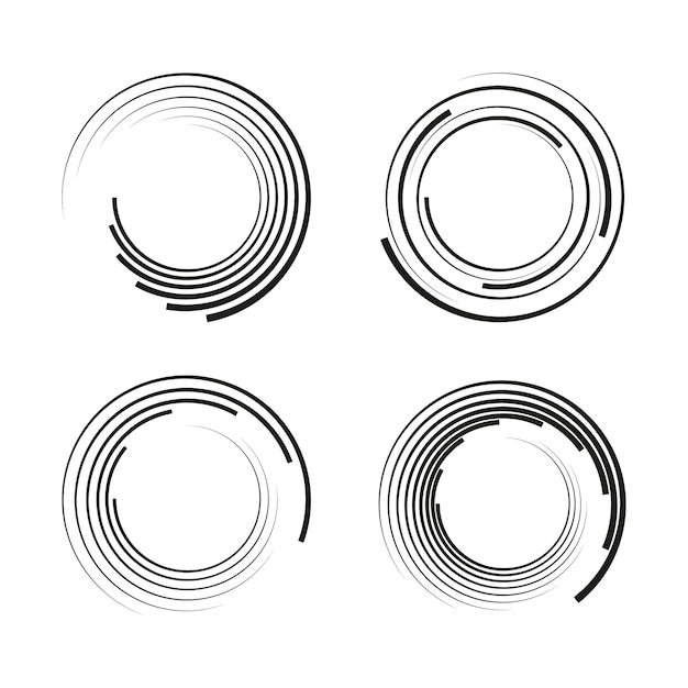 Set of circular swirl ornament elements for print and logo design Vector illustration