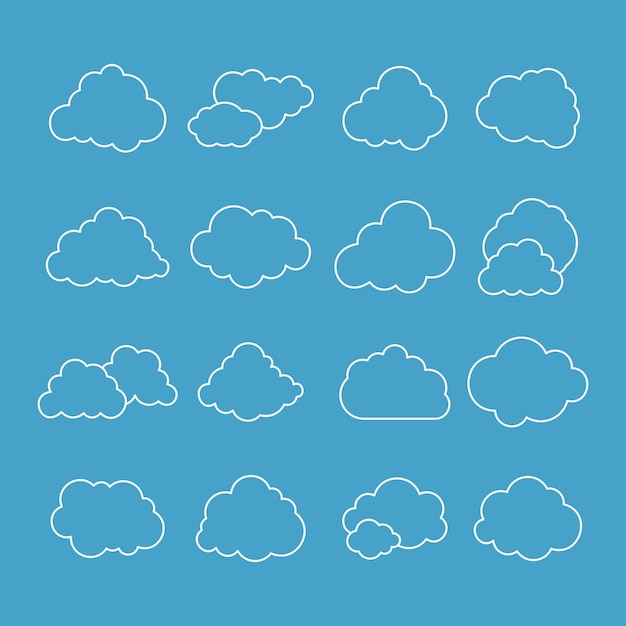 Set of cloud doodle vector