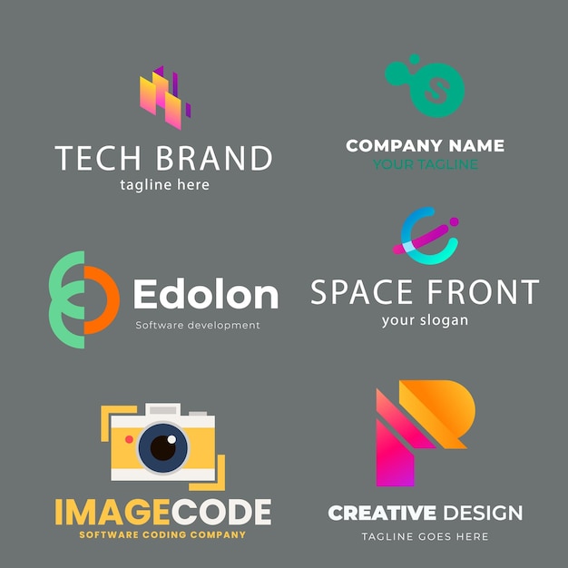 Set of code and document symbol logo design template