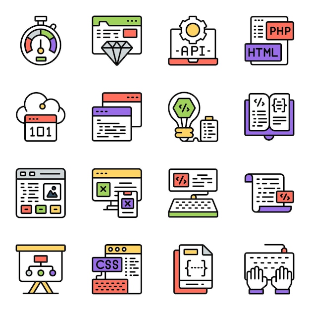 Set of Coding Solid Icons