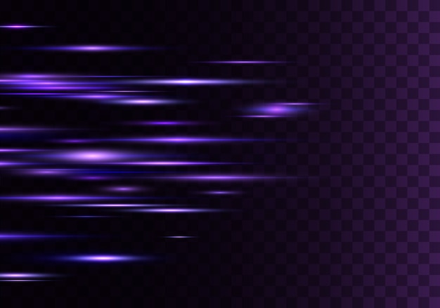 Set of color horizontal rays, lens, lines. Laser beams.
