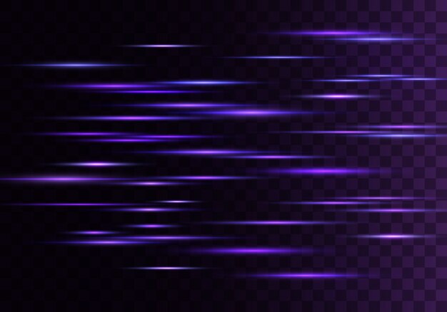 Set of color horizontal rays, lines. Laser beams.