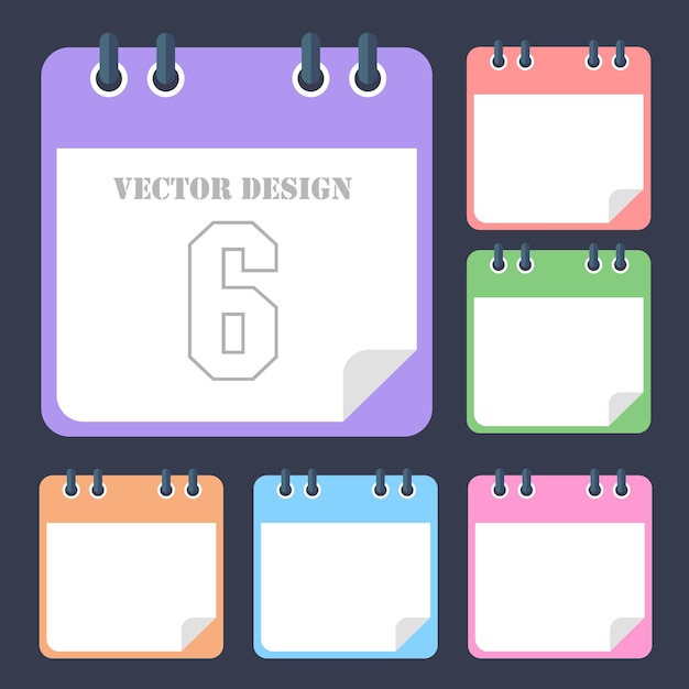 Set of color paper note isolate on drak background flat note paper vector design illustration