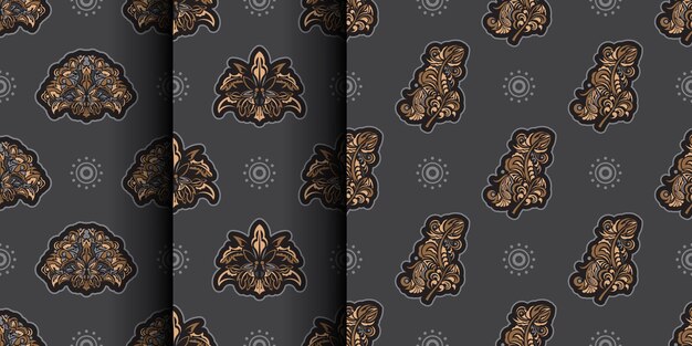 set of colored seamless pattern with damask element good for murals fabrics postcards and printing vector illustration