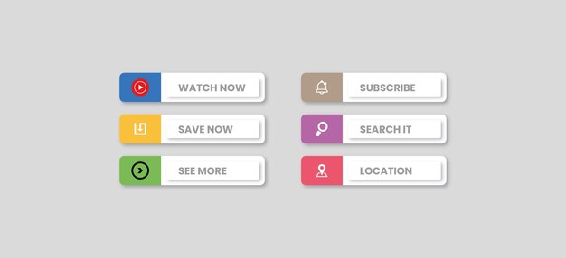 set of colorful gradient and minimal clean style buttons icon vector modern material