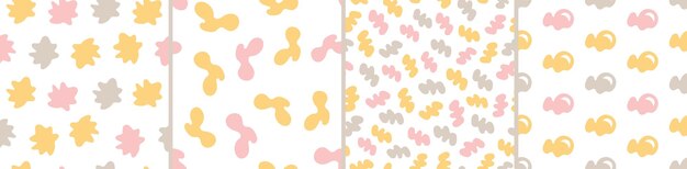 Set of colorful seamless patterns Bright abstract shapes