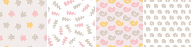 Set of colorful seamless patterns Bright abstract shapes