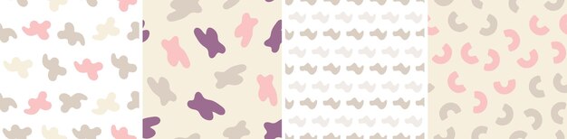 Set of colorful seamless patterns Bright abstract shapes