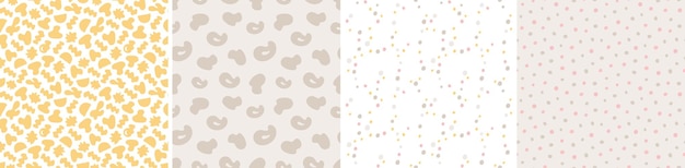 Set of colorful seamless patterns Bright abstract shapes