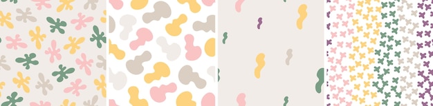 Set of colorful seamless patterns Bright abstract shapes