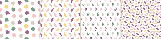 Set of colorful seamless patterns Bright abstract shapes