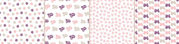 Set of colorful seamless patterns Bright abstract shapes