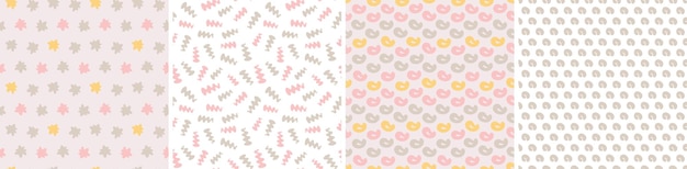 Set of colorful seamless patterns Bright abstract shapes