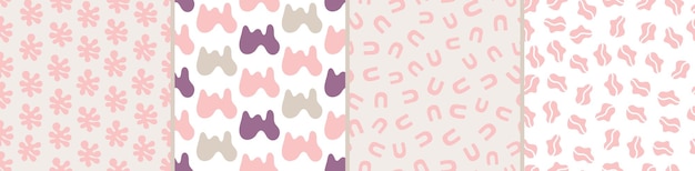Set of colorful seamless patterns Bright abstract shapes