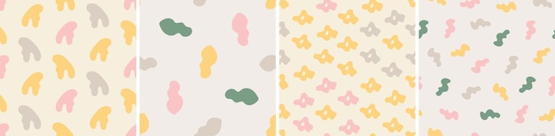 set of colorful seamless patterns bright abstract shapes