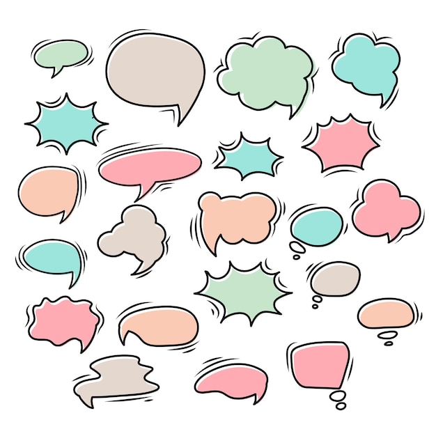 Set of colorful speech bubbles Cartoon or comic labels comic speech Flat design vector illustration isolated on background