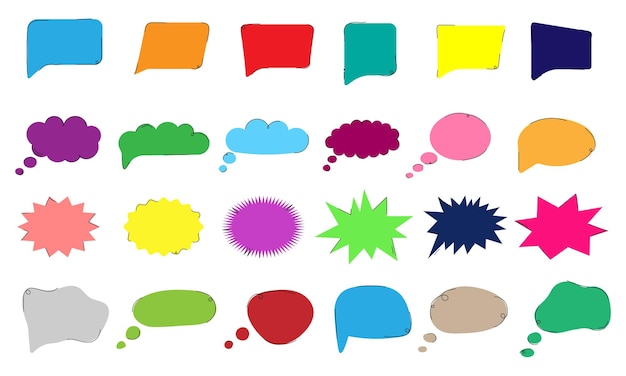 set of colorful speech bubbles for communication