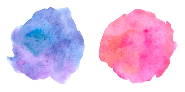 Set of colorful watercolor splashes abstract hand drawn background for design