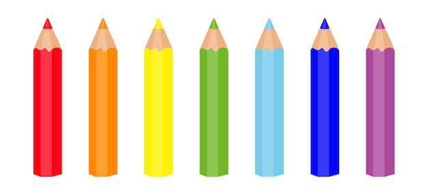 Set of coloured pencils 7 bright rainbow colours back to school office supplies art supplies