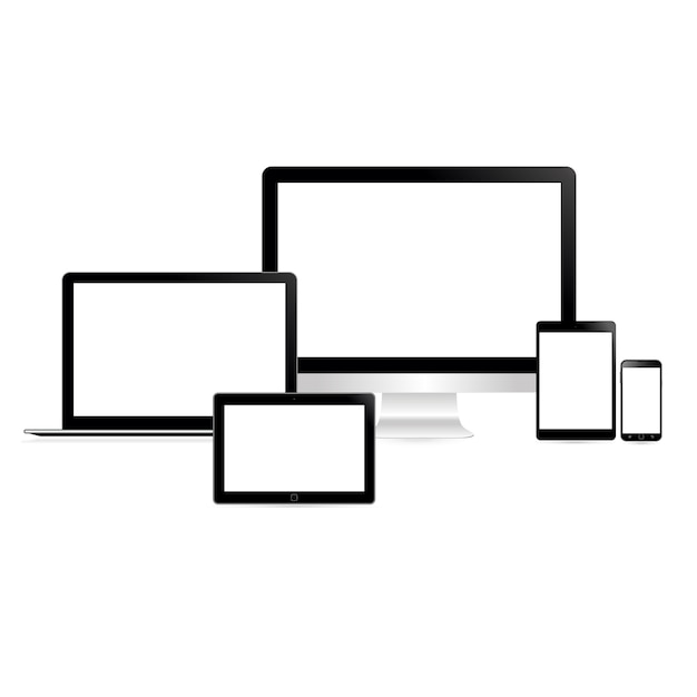 Set of computer dekstop tablet smartphone