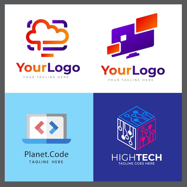 set of computer mouse vector logo with modern concept designs illustration for technology computer
