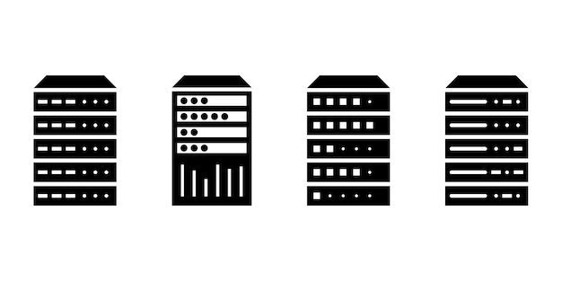 Set of computer server vector icons Data datacenter or database icon Center of storage data