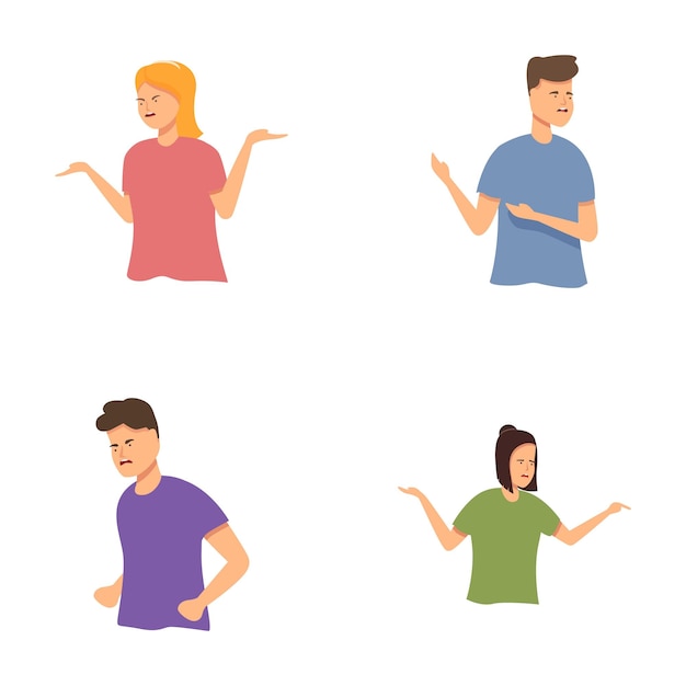 Set of confused people gesturing with hands