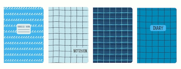 Set of cover page templates based on grid seamless patterns spiral lines polka dot pattern Headers isolated