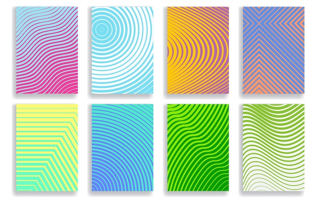 Set of covers with geometric halftone designs in various colors
