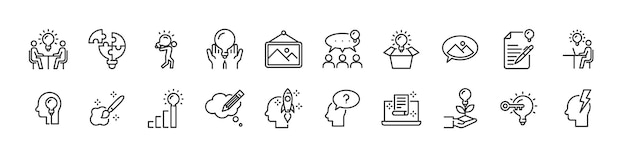 set of creative icons thinking brainstorm