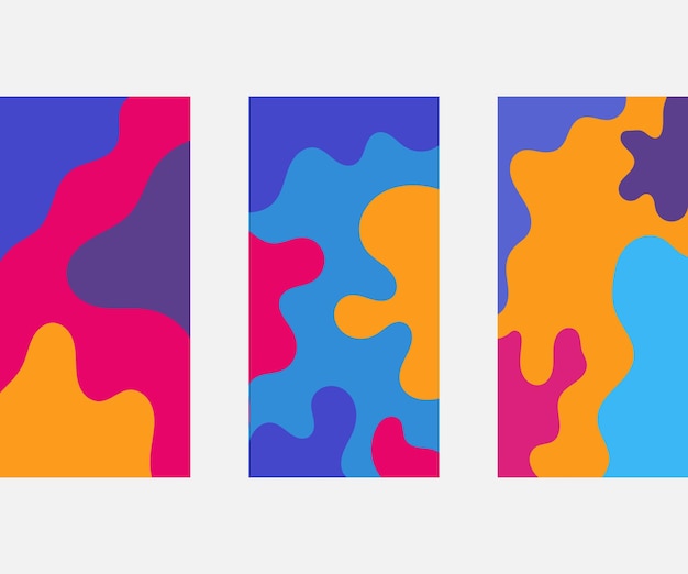 set of creative textures with abstract shapes. vector illustration of fluid pattern