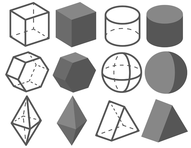 Set of cube icons and cube pattern balls Isolated on white background
