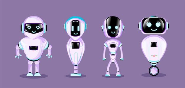 Set of cute cartoon robots.