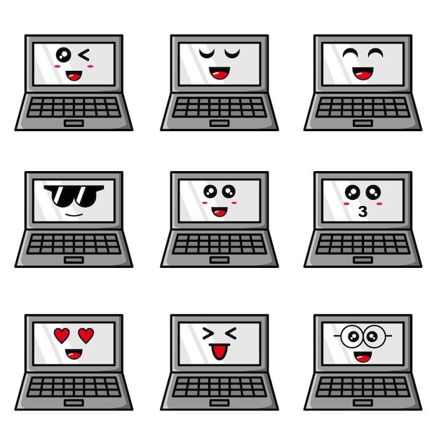 Set of cute laptop illustration