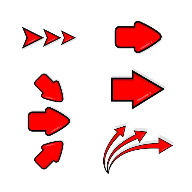 Set of cute red arrow vector illustration of red arrows for mobile concept and web design