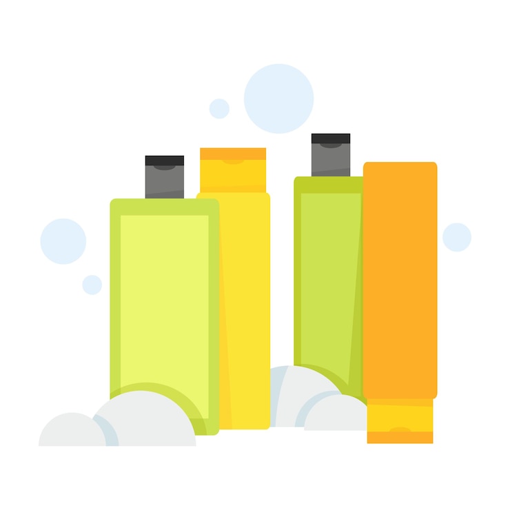 Vektör set of different plastic pet shampoo bottles