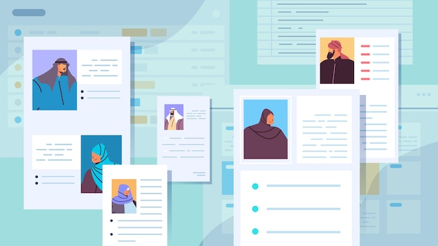 Set of different resume curriculum vitae papers with photo and personal info of new employees job candidates