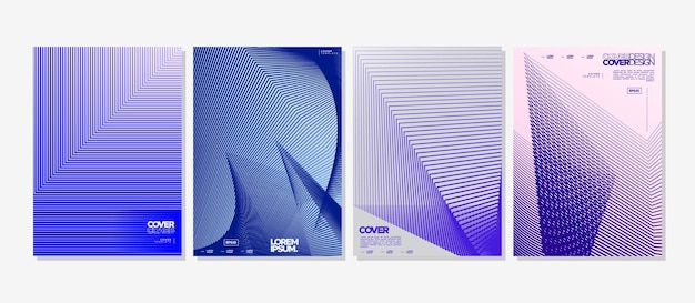 set of digital technology sharp line abstract cover design