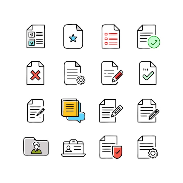 Set of document icons