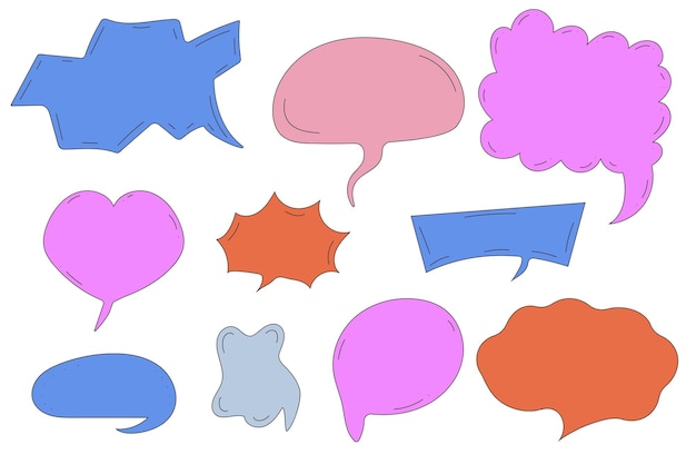 Set of doodle speech bubbles Cartoon isolated vector illustration