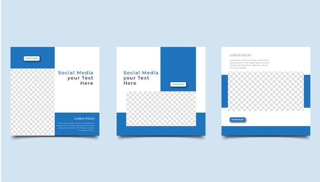 Set of Editable minimal square banner template social media post template vector design