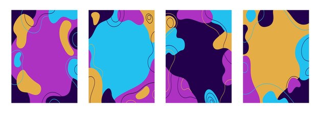 Set of editable templates and highlights covers. Layouts with hand drawn organic shapes and textures