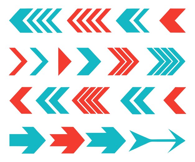 Set of elements arrows to mark in flat style