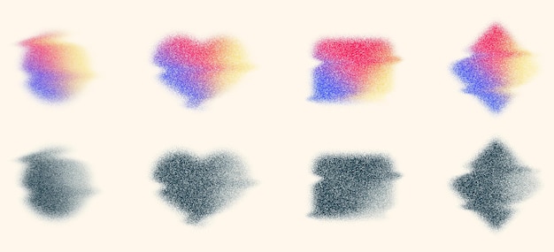 Set of elements with vector noise texture holographic blur abstract background