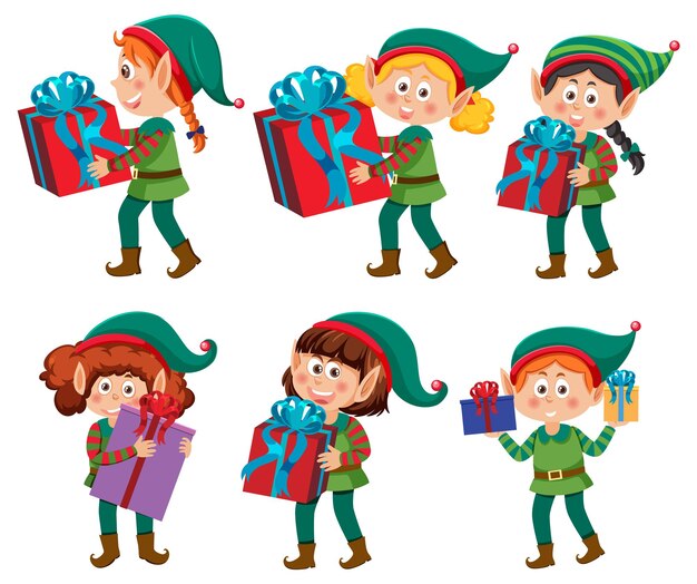 Set of elf cartoon character