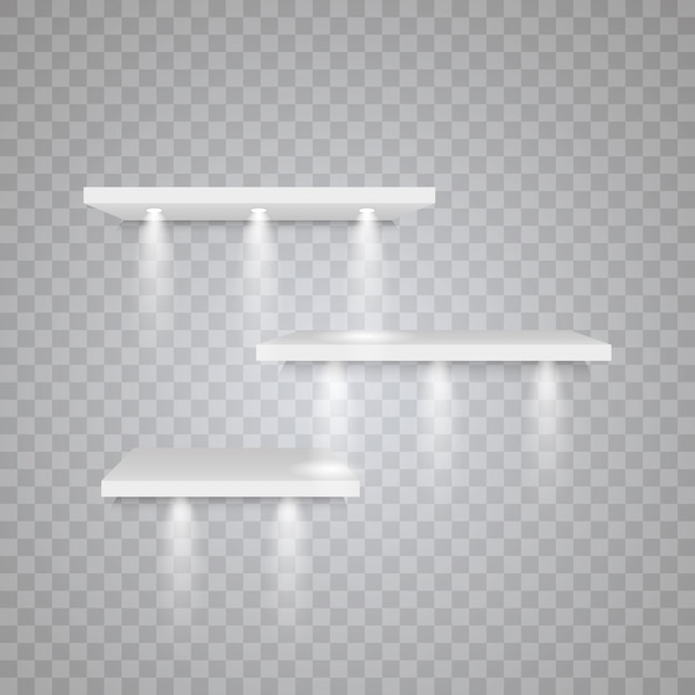 set of empty white shelves isolated on transparent background vector design elements