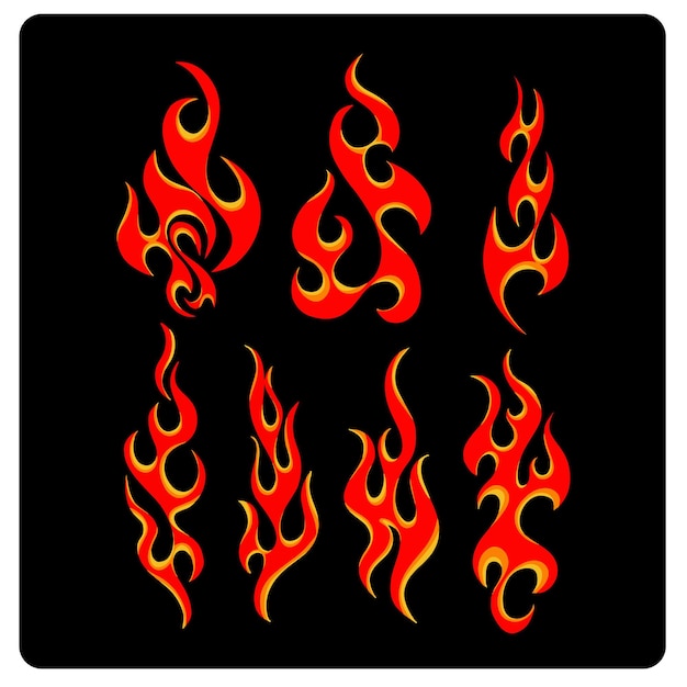 Set of fire icons symbol sign vector illustration element design