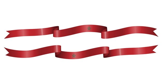 set of flag ribbon with colors of morocco for independence day celebration decoration