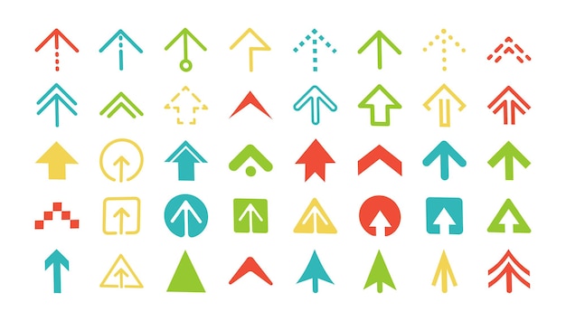 Set of flat icons related to cursor arrow arrow Linear icon collection