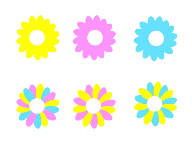 Set of floral elements botanical illustration isolated on white background